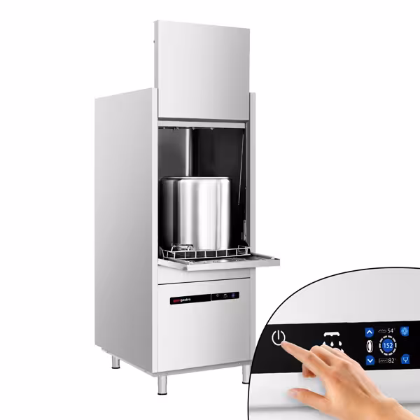 Ipari főzőedény mosogatógép, duplafalú - Digitális - 16,7 kW - mosogatószer-adagolóval - ürítőszivattyúval - 60x70 cm kosárral