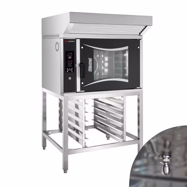 Bakkerij elektrische combisteamer - Digitaal - 6x EN 600x400 - incl. afzuigkap, onderstel & wassysteem