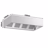 Hotte à adosser professionnelle - Profondeur 1100 - 2200mm - sans moteur - avec filtres et éclairage