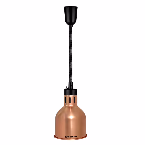 Lampa grzewcza do potraw wisząca - 275W - Ø 175mm - stożkowa - regulowana wysokość - rosegold
