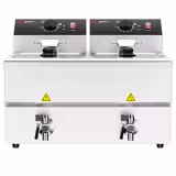Elektromos dupla olajsütő - asztali - 8+8 liter - 6,5 kW - manuális vezérlés - leeresztőcsappal