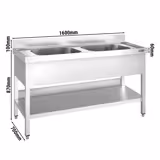 Dřezová skříňka PREMIUM - 1600x700 mm - se spodem - 2 dřezy uprostřed