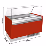 Profesyonel Dondurma Teşhir Vitrini LIAM - 1310mm - Statik Soğutma - LED Aydınlatmalı - 10+10 x 5L Dondurma Küveti - Kırmızı - Açılış Yönü: Müşteri Tarafı