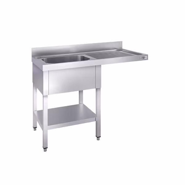 Fregadero con espacio para lavavajillas de acero Inox. - 1,4 m - 1 fregadero a la izquierda A 60 x P 50 x A 30 cm