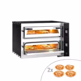 Commercial Double-Deck Electric Pizza Oven Digital – 4+4 pizzas Ø35 cm - 400°C - Special chamotte