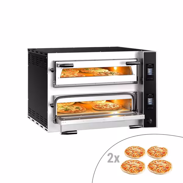 Električna peć za pizzu - 990x920 mm - 4+4 x 35 cm - za Ø 35 cm pizzu - do 400 °C - Zaslon osjetljiv na dodir (touch)