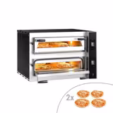 Elektrische pizzaoven (chamotte bakvloer) - 990x920x680mm - 2 kamers - 2x4 pizza’s Ø35cm - tot 400°C - Digitaal