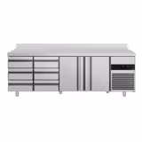 Koelwerkbank PREMIUM - 2330x700mm - met 2 deuren - 6 lades - opstand