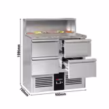 Commercial Saladette Counter PREMIUM - 903mm - 240L - 4 drawers - open top for 5 x GN 1/6 & stainless steel hinged lid
