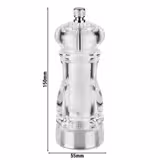 (6 stuks) Zoutmolen - CLEARGRIND - RVS en acryl - Hoogte: 150mm - Transparant