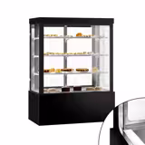 Vitrine de comptoir réfrigérée - 1400L - 1500mm - Double vitrage - avec 3 étagères - portes coulissantes vitrées arrière - Noir
