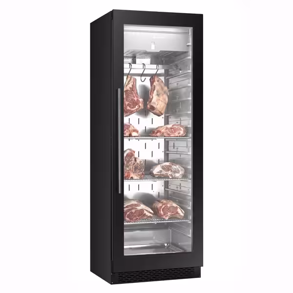 Professionele vleesrijpingskast - 595x710mm - met 1 glazen deur - Zwart - 352 liter
