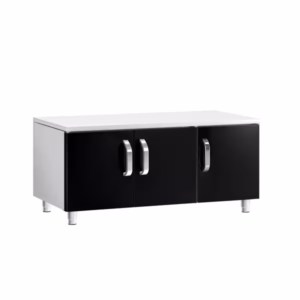 RVS onderbouw - 1200x620mm - 3 deuren - zwart