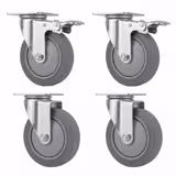 Castor Set for Floor Cupboard – 4 Castors – incl. 2 with Brakes
