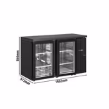 Bar- & Getränkekühltisch ECO - 1462mm - 2 rahmenlose Glastüren - Schwarz
