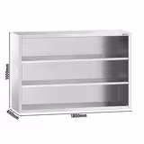 Nástěnná skříňka PREMIUM z nerezové oceli - 1600x400mm - bez posuvných dveří - výška 1000mm