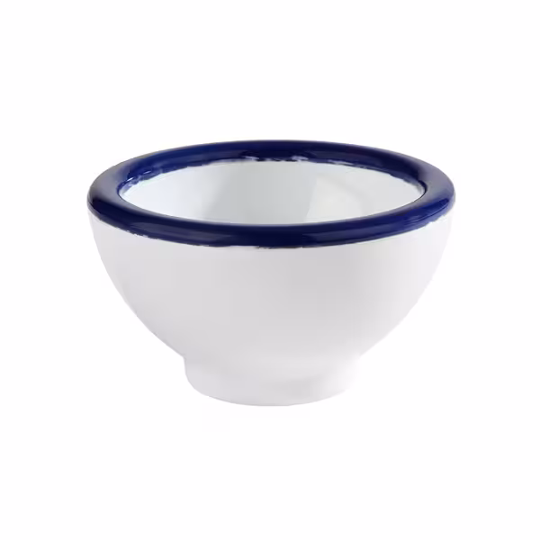 (6 szt.) Miseczka do sosów i dipów - ENAMEL LOOK - Melamina - 20ml - okrągła - Ø 55mm - Biało-Niebieski
