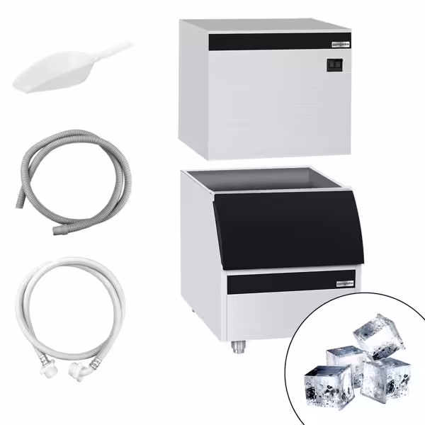 IJsblokjesmachine - kubus (volle blokjes) - 230 kg/24 h - incl. ijsopslagbunker