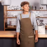 (6 pieces) KARLOWSKY | Urban Look Chef Bib Apron – Cinnamon Brown - Cross-Back - 700×850 mm