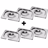 (6 pcs) Couvercle inox GN 1/6 - avec encoche louche - 176x162x7mm