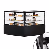 Vitrine à pâtisserie réfrigérée MADRID - 735L - 1500mm - Double vitrage - avec 2 étagères en verre - portes battantes arrière - pour pâtisseries - Noir mat