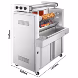 Grill kebab - sur roulettes - broche horizontale (Cağ) - sur socle - 9.8kW - pour 85kg de viande