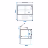 Table réfrigérée de préparation Mini - 978 x 700 mm - avec 4 tiroirs - avec superstructure en inox 5 x GN 1/4