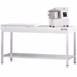 Mesa de trabalho em aço inoxidável PREMIUM - 2000x700mm - com prateleira inferior & com travessas de reforço - incl. Tábua de corte Branca