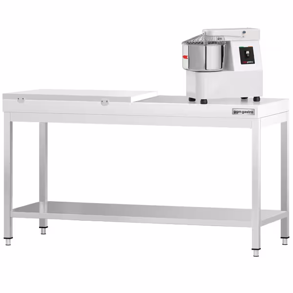 Table de travail en inox PREMIUM - 2000x700mm - avec étagère basse + traverses de renfort - avec planche à découper Blanc