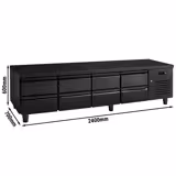 Kühlunterbau - 2400mm - 386 Liter - 8x GN 1/1 Schubladen - Mattschwarz