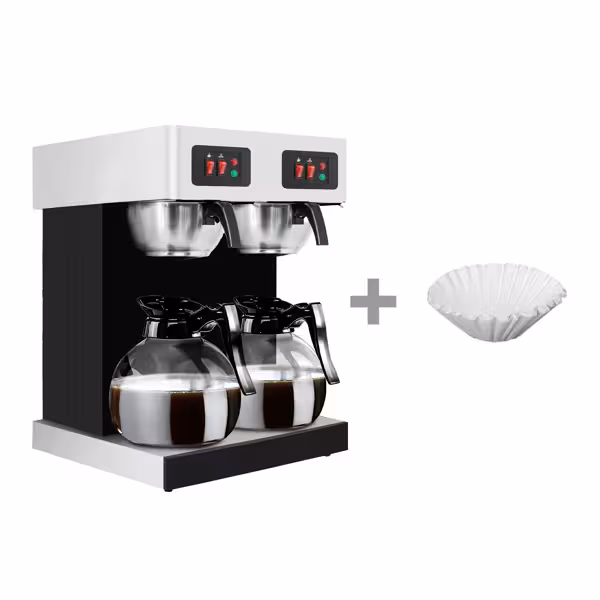 Machine à café filtre - 2x 1,8 litres - incl. 2 carafes en verre