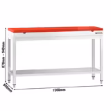 Edelstahl Arbeitstisch PREMIUM - 1500x800mm - mit Grundboden - inkl. Schneideplatte Rot