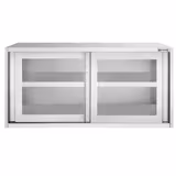 RVS wandkast - 1400x400mm - met glazen schuifdeur - 650mm hoog