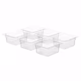 (6 stuks) Polycarbonaat GN-bak GN 1/6 - transparant - 1,0 liter - Diepte: 65mm