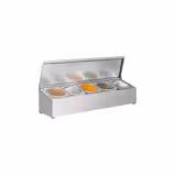 Portaspezie da banco PREMIUM in acciaio inox da banco - per 5 bacinelle GN 1/6 - con bacinelle incluse