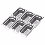 (6 pièces) Récipients en acier inoxydable GN 1/4 - Hauteur : 100mm