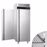 Upright Fridge Stainless steel PREMIUM - GN 2/1 - with 2 doors & Support grids - Pass-through