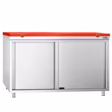 Edelstahl Arbeitsschrank PREMIUM - 1400x800mm - mit Schiebetür - inkl. Schneideplatte Rot