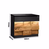Kassa-sectie TORONTO & LED-verlichting buiten - 900x880x900mm - houten front - granieten werkblad zwart - RVS