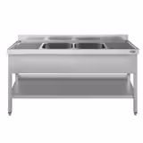 Spültisch ECO - 2000x700mm - mit Grundboden - mit 2 Becken mittig