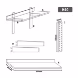 Étagère murale ECO en inox - 600 × 400 mm - avec 3 étages