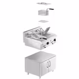 Dubbele elektrische friteuse - 10+10 liter - 18 kW - mechanische bediening - met aftapkraan - incl. onderstel