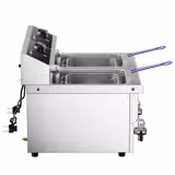 Dubbel elektrisk fritös - 8+8 liter - 6,5 kW - med avtappningskran