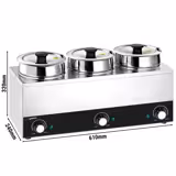 Bain marie - soppstation - 10,5 l - 450 W - 3 grytor à 3,5 l