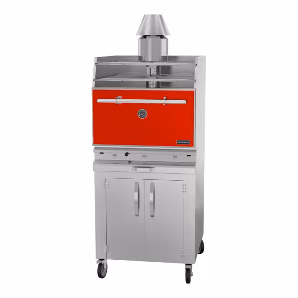 Charcoal - Holzkohlegrillofen - 704mm - mit Rostablage & Unterbau - Rot