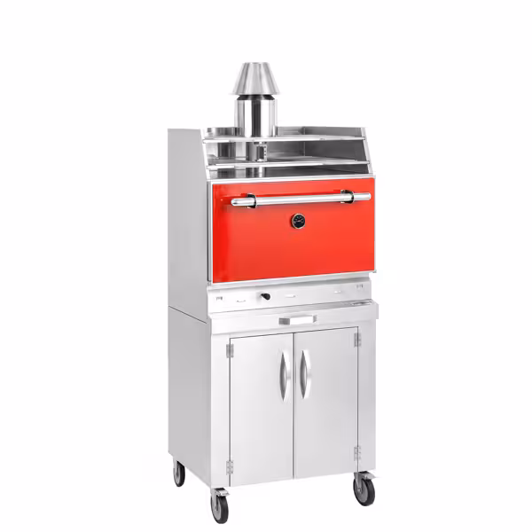 Houtskooloven - 704mm - met grillrooster en onderkast - 2 grillroosters - rood