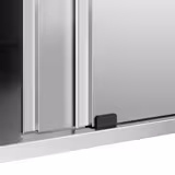 Tavolo armadiato in acciaio inox PREMIUM - 2000x800mm - con porta scorrevole - incl. tagliere bianco