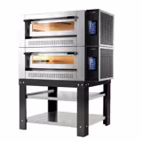 Forno de pizza a gás - Base em pedra refratária - 6+6x Ø30cm - 230V - Touch - incl. base com prateleira