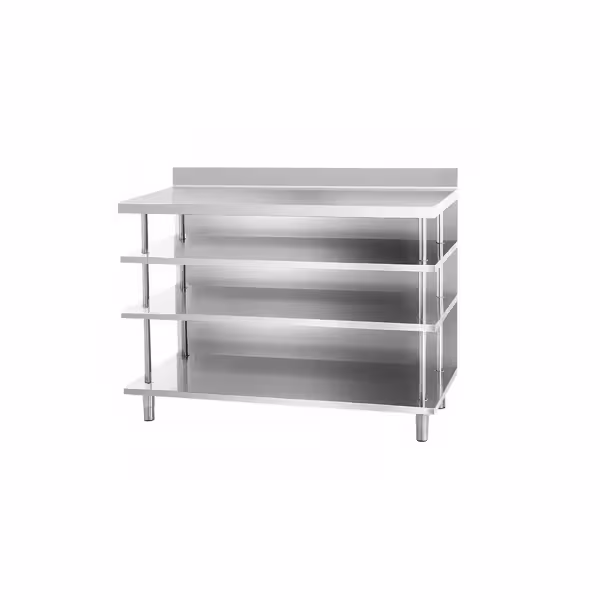 Barski radni pult - Nehrđajući čelik - 1500x600 mm - Sa 4 police