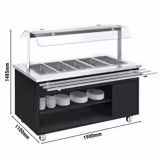 Banco per Buffet caldo DANZIG - 1900 mm - per 5x GN 1/1 - con scorrivassoio - nero